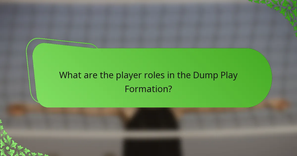 What are the player roles in the Dump Play Formation?