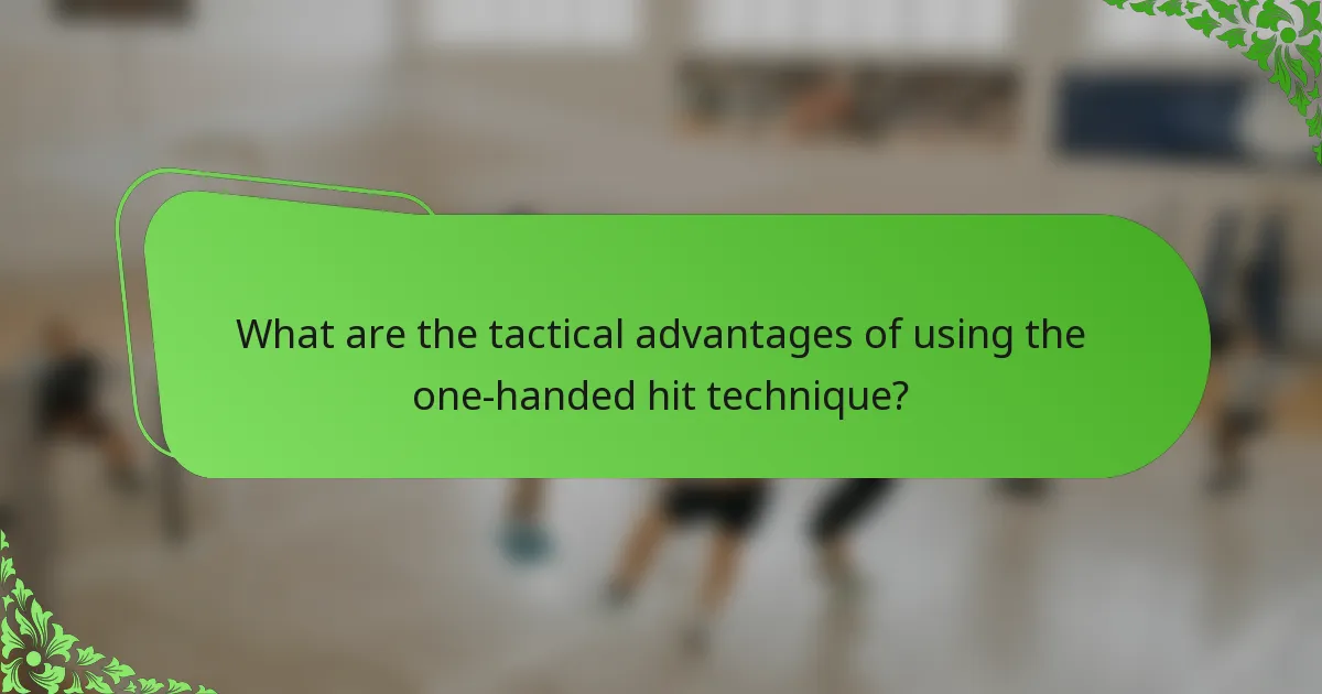 What are the tactical advantages of using the one-handed hit technique?